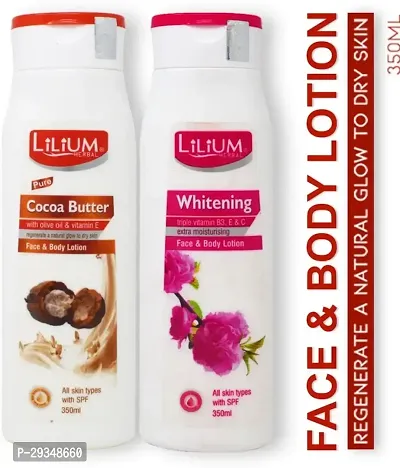 Lilium Herbal Cocoa Butter With Whitening Face And Body Lotion 350 Ml Pack Of 2 700 Ml