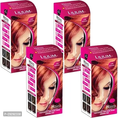 Herbal Haico Professional Hair Color Cream Pack Of 4 , 112G, Burgundy