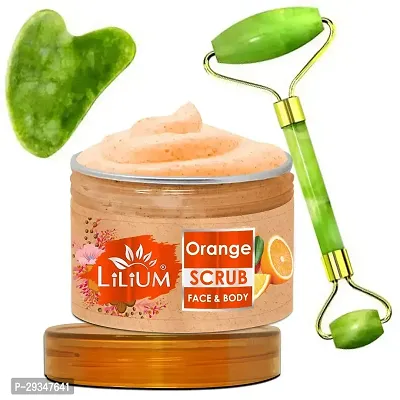 Lilium Orange Face Body Scrub Double Side Face Roller 250G-thumb0