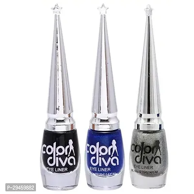 Eye Liner, Water Resistant, Long-Lasting, 6Ml (Black, Silver, Blue)