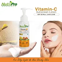 NutriPro Vitamin-C Sunscreen Lotion SPF 50 PA++, UVA  UVB 120Ml | Amla Fruit Extract  Orange Peel Extract | For Oily, Light  Non-Sticky Skin-thumb1