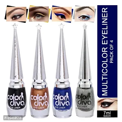 Eyeliner (Black, Blue, Golden, Silver) Pack Of 4 28 Ml (Black , Blue, Golden, Silver)