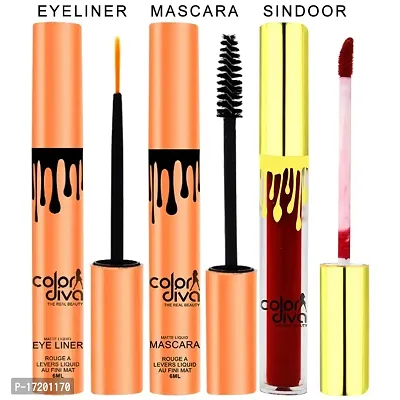 COLOR DIVA Waterproof  Long Lasting Eyeliner, Mascara  Sindoor, 6ml, (EM102-S101) Pack of 3-thumb2