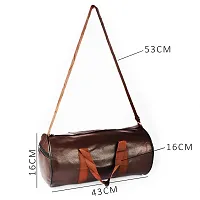 Adbeni Sport Leather Gym Duffel Shoulder Bag for Men and Women, (Brown)-thumb3