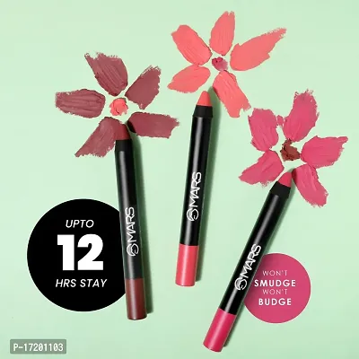 MARS Long Lasting Crayon Lipstick up to 12 Hours Stay | Matte Finish | Waterproof | Won't Smudge Won't Budge Lip Crayon (3.5 gm) 19-Let's Get It-thumb3