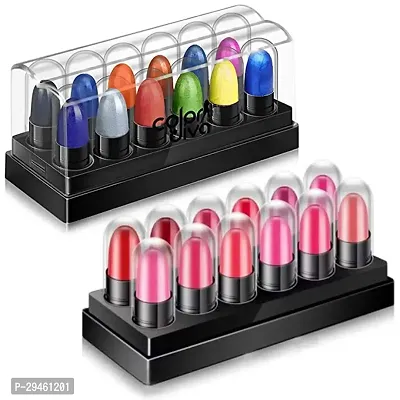 12 Trending Color Eye Shadow Mini Lipsticks For Complete Eye Lip Makeup, Lip Crayon, Eyeshadow, Lip Color, Party Makeup Regular Makeup, Multicolor, Pack Of 24 (Cdlpsk110-Cdeyshdw104)