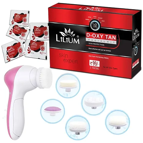 Lilium Facial Kit for Glowing Skin, 60g with Multifunction 5in1 Massager