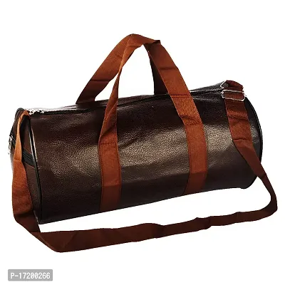 Adbeni Sport Leather Gym Duffel Shoulder Bag for Men and Women, (Brown)-thumb0