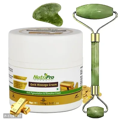 NutriPro Gold Massage Cream With Roller|Gold Leaf, 150GM-thumb0