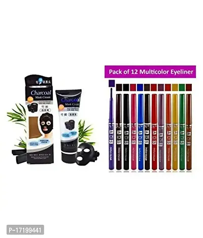 Adbeni 20k Eyeliner with Charcoal Face Mask Cream; 135 Gm - Set of 12