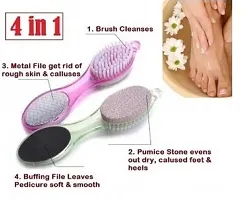 adbeni 4-in-1 Multi-use Pedicure Paddle Brush - 4 Step (Cleanse, Scrub, File and Buff) - Color May Vary-thumb2