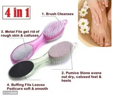 adbeni 4-in-1 Multi-use Pedicure Paddle Brush - 4 Step (Cleanse, Scrub, File and Buff) - Color May Vary-thumb3