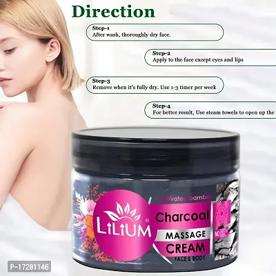 Lilium Activated Bamboo Charcoal Face  Body Massage Cream For Detoxifies Skin, 250g-thumb5