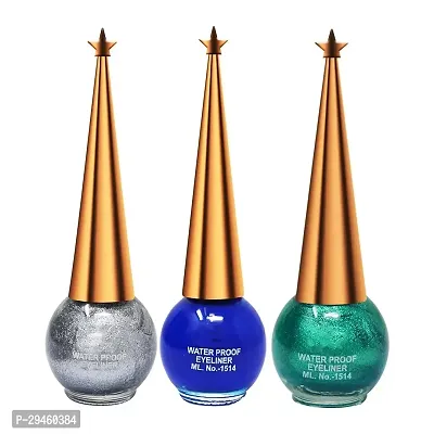 Eyeliner, Water Resistant, Long-Lasting, Shade- Silver 05, Blue 01, Green 04, 10Ml Each (Ae501)-thumb0