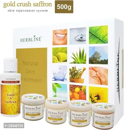 Gold Crush Saffron Skin Rejuvenator System Facial Kit 5 X 100 G