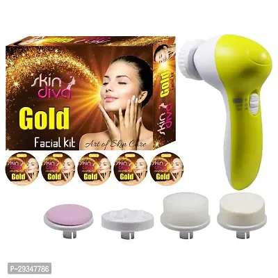 Skin Diva Gold Facial Kit 80G With Face Massager-thumb0