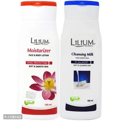 Lilium Regular Moisturizer Face  Body Lotion with Cleansing Milk, 100ml Each