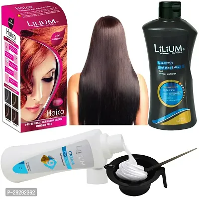 Best Collection Hair Colour Combo Of Burgundy Hair Colour Cream Developer Black Shampoo Bowl And Brush Pack Of 4-thumb0