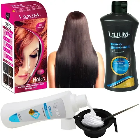 Best Collection Hair Colour Combo Of Burgundy Hair Colour Cream Developer Black Shampoo Bowl And Brush Pack Of 4