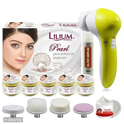 Lilium Pearl Glow Enhancer Treatment 220Gm With 5In1 Face Massager Skin Whitening Cream Pack Of 3-thumb0