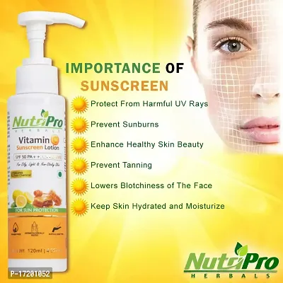 NutriPro Vitamin-C Sunscreen Lotion SPF 50 PA++, UVA  UVB 120Ml | Amla Fruit Extract  Orange Peel Extract | For Oily, Light  Non-Sticky Skin-thumb5