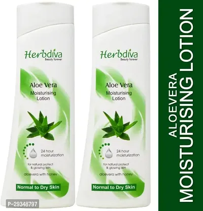 Herb Diva Aloevera Moisturising Lotion For Natural Protect And Glowing Skin Pack Of 2 500 Ml Each-thumb0