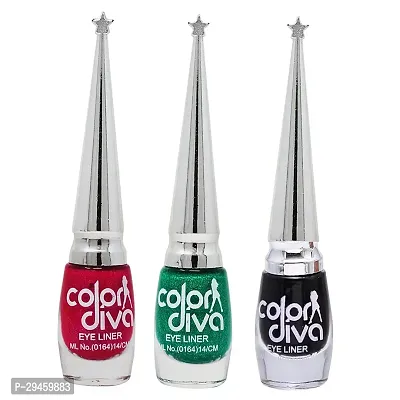 Eye Liner, Long-Lasting, Water Resistant, 6Ml (Pink, Green, Black)