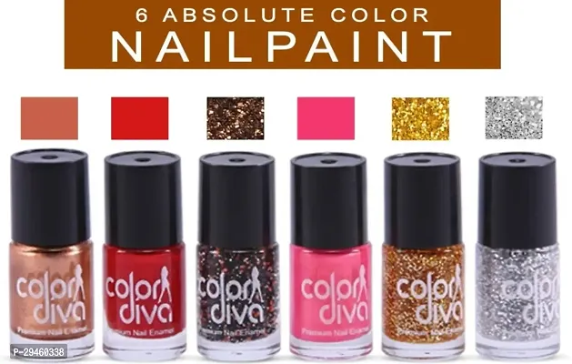 Amazing Color Nail Paint Pack Of 6 Silver Sparkle, Red, Pink, Maroon Sparkle ()-thumb0