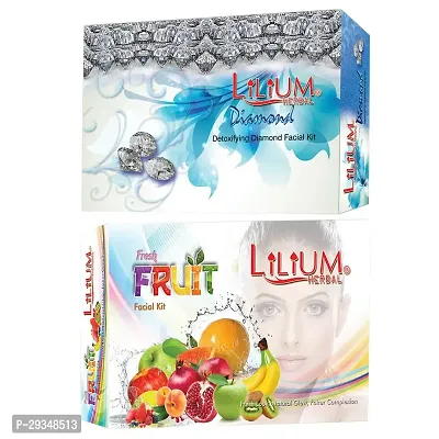 Lilium Diamond And Fruit Facial Kit For Extra Glow And Smoothness 80 Grams Each-thumb0