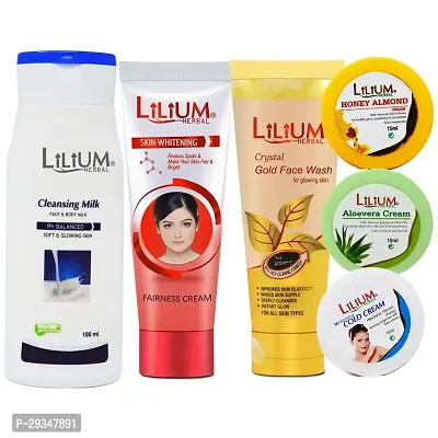 Lilium Herbal Cleansing Milk Cold Cream Fairness Cream Crystal Gold Face Wash Set Of 6 Gc626-thumb0