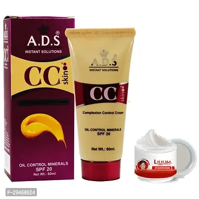 Ads Spf-20 Cc Cream-A1676-02 With Skin Whitening Cream 20Ml Foundation (Ivory Light, 60 Ml)