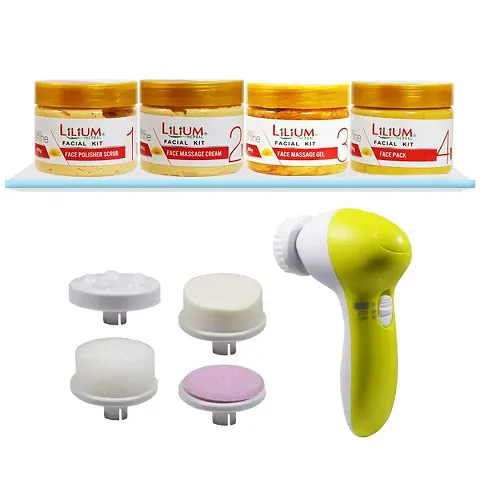 Lilium Radiant Gold Facial Kit 2Kg With 5In1 Face Massager Skin Whitening Cream Pack Of 3