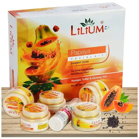 Lilium Facial Kit Diamond, Papaya, Whitening, Gold and Fruitmen, for Glowing skin Luminous,  Skin Protection, 350g