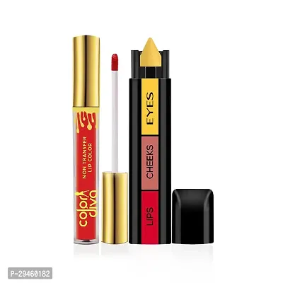 Beauty Makeup Combo Kit 3 In 1 Makeup Stick And Non Transfer Lip Color (Gc1721) (2 Items In The Set)-thumb0