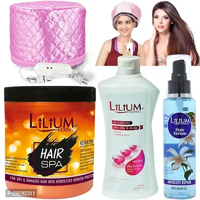 Hair Spa Cap With Best Quality Hair Care Products To Get Non Freezy, Radiant, Smooth Non Sticky Hair, Pack Of 4Pcs