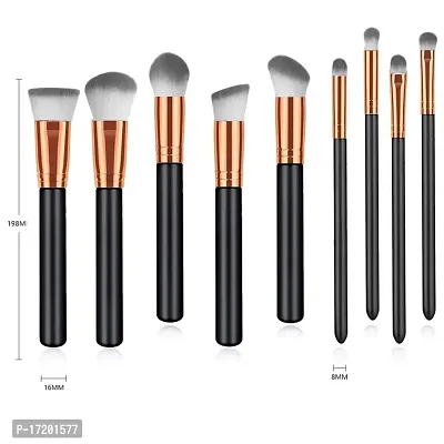 Adbeni 10 Pieces Makeup Brush Set Professional Foundation Concealer Blending Blush Liquid Powder Cosmetics Brushes Tools (Pack of 10,Black-thumb2