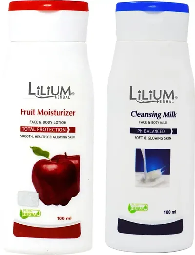 Lilium Fruit Moisturizer For Face And Body Lotion With Regular Cleansing Milk 100 Ml Each 200 Ml