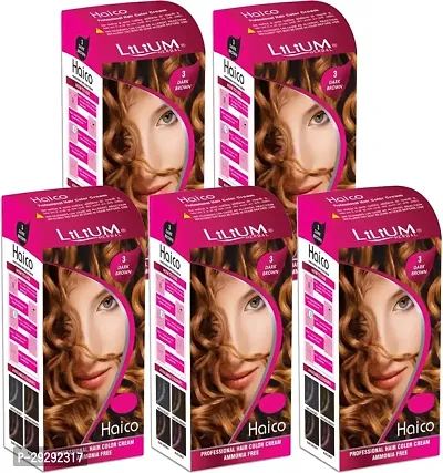 Herbal Haico Professional Hair Color Cream Pack Of 5, 112G, Dark Brown-thumb0