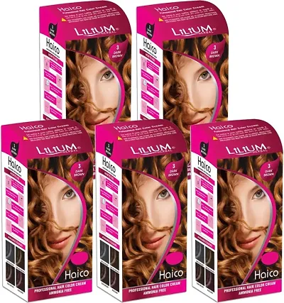 Herbal Haico Professional Hair Color Cream Pack Of 5, 112G, Dark Brown