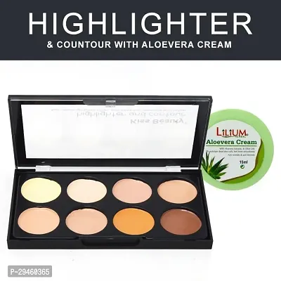 Kiss Beauty 3In1 Brighten, Contour, Concealer Palette 9727-2, 25G With Lilium Aloevera Cream Concealer (Nude, 25 G)-thumb0