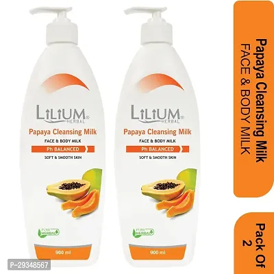 Lilium Papaya Face And Body Cleansing Milk For Smooth Skin 900 Ml Pack Of 2-thumb0