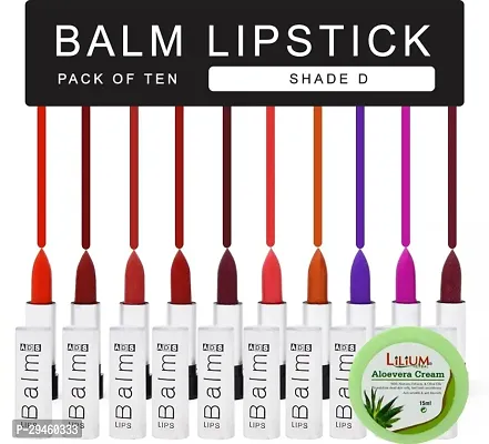 Ads Mini Balm Lipstick Shade-D Pack Of 10 With Lilium Aloevera Cream (Multicolour, 0.9 G)-thumb0