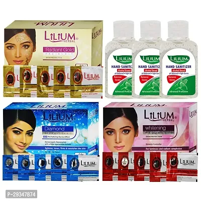 Lilium Facial Kits 3X60G Bundle With Germs Protection Cleanser Sanitizer 3X70Ml Gc1202