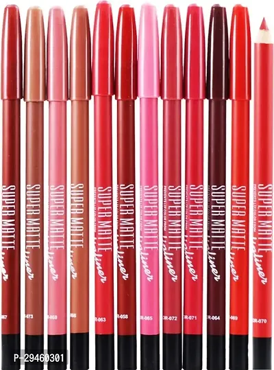 Mn Super Matte Lipliner-P102 Pack Of-12 (Multicolour)-thumb0