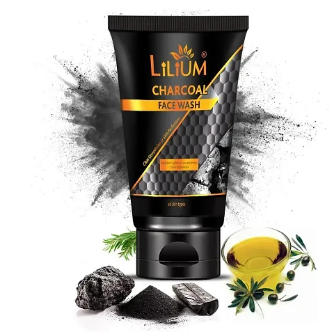 Lilium Charcoal Face Wash, Scrub, Detox Massage Cream & Peel of Mask,100ml