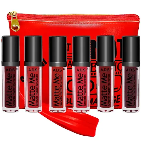 Ultra Smooth Matte Lipstick With Makeup Pouch,Lip Makeup, Makeup Organiser, Multi Shade Red (Bg4001-Al1144B)