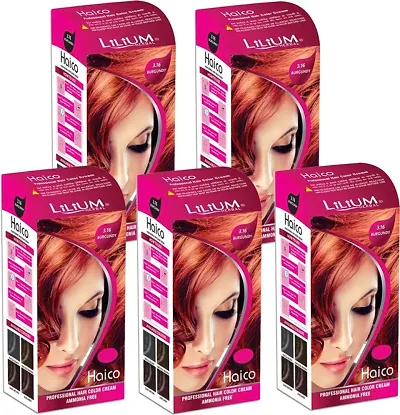 Herbal Haico Professional Hair Color Cream Pack Of 5, 112G, Burgundy