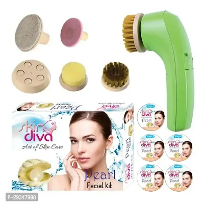 Adbeni Combo Skin Diva Pearl Facial Kit 80G 6In1 Face Massager Pack Of 2 Gc864