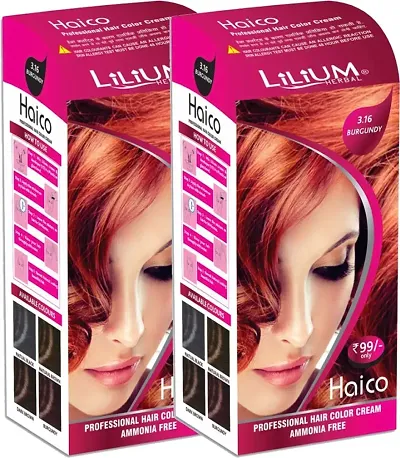 Herbal Haico Professional Hair Color Cream Pack Of 2, 112G, Burgundy