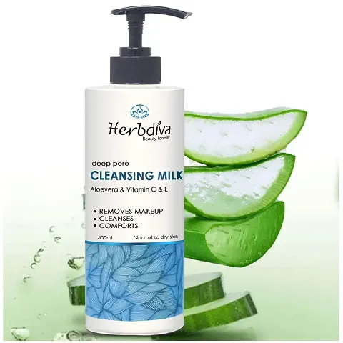 Herbdiva Aloevera With Vitamin Cleansing Milk For Normal Dry Skin 500Ml